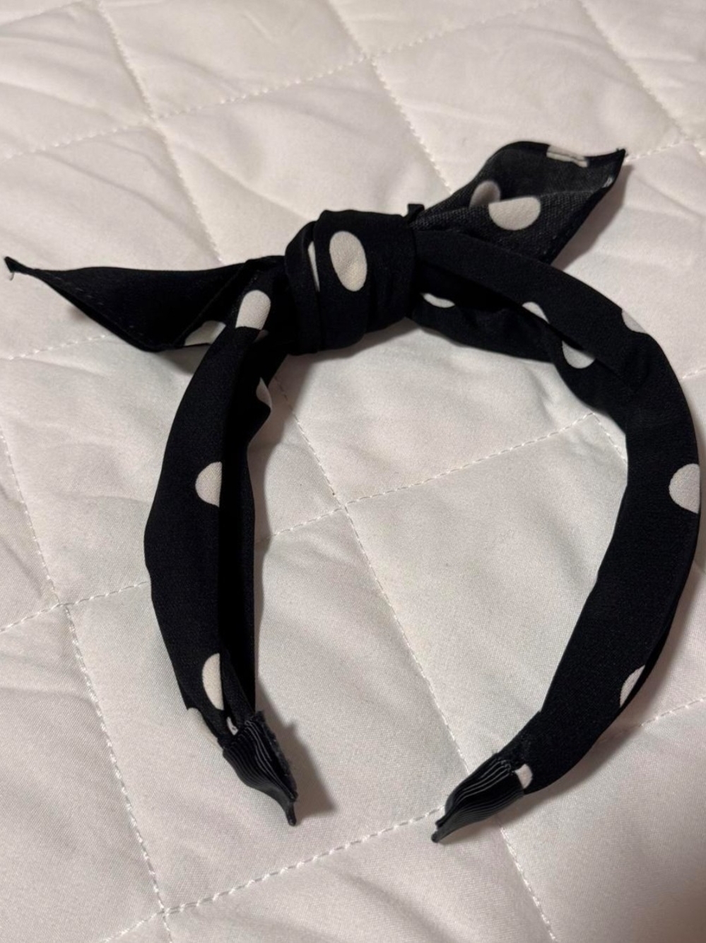 Black Polka Dot Knot Headband - Womens Fashion Accessory